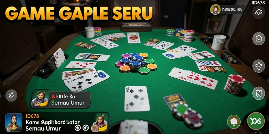 Screenshot gameplay ID678 menampilkan suasana seru bermain Gaple.