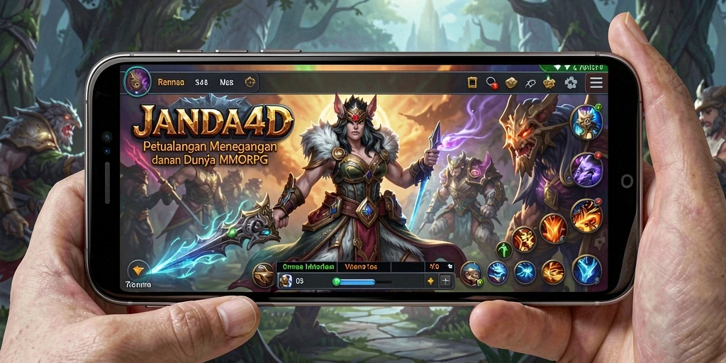 Screenshot permainan <strong>JANDA4D</strong> yang menunjukkan aksi petualangan MMORPG yang seru.