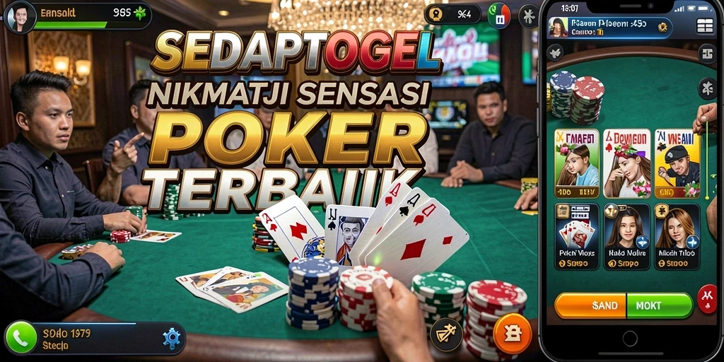 Screenshot gameplay SEDAPTOGEL menampilkan suasana poker yang mendebarkan.