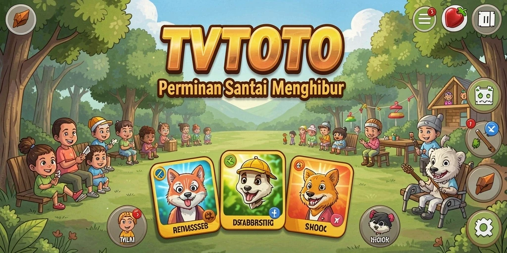 Tangkapan layar utama <strong>TVTOTO</strong> menunjukkan gameplay santai dan menarik.